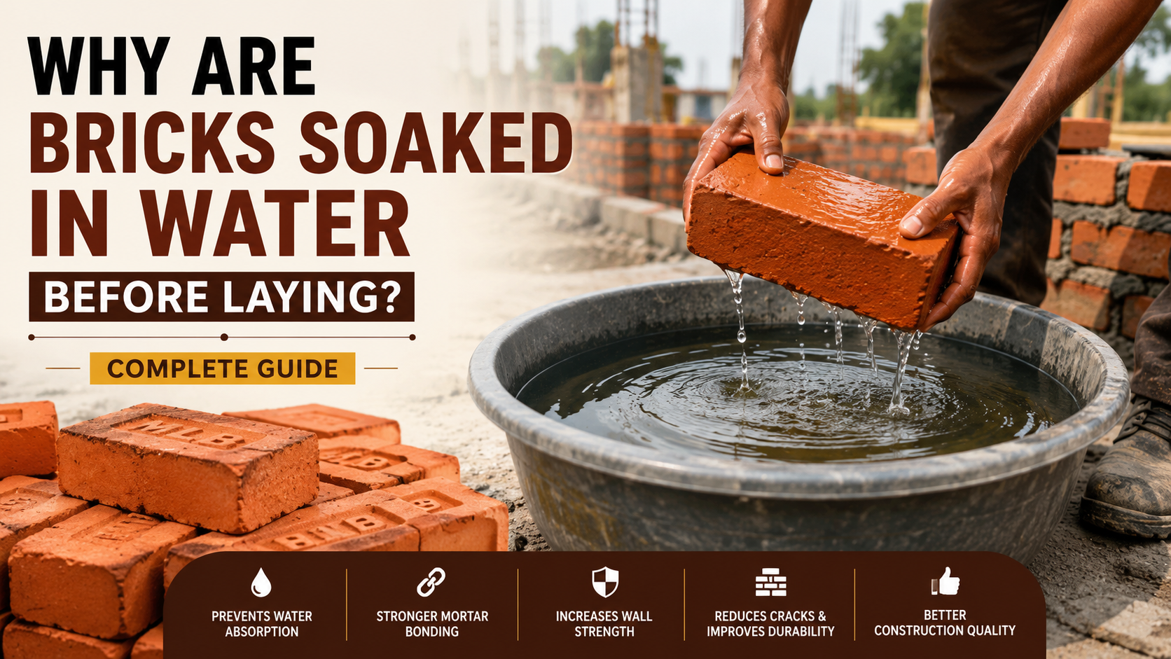 Read more about the article Why Are Bricks Soaked in Water Before Laying? Complete Guide for Better Brick Masonry